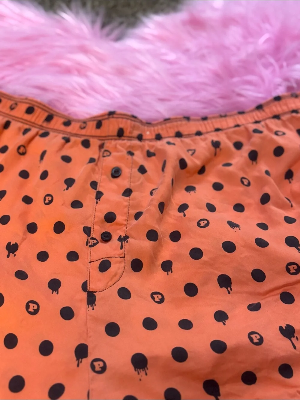 Victoria’s Secret PINK Orange Black Polka Dot Halloween Lounge Shorts XXL